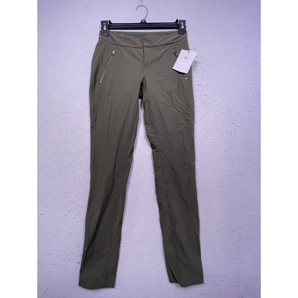 Athleta Wander Skinny Pant Water Resistant Olive Green 2 W28 Womens